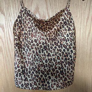 NWT ZARA Leopard Print Camisole Top with Gold Chain Strap Size Small